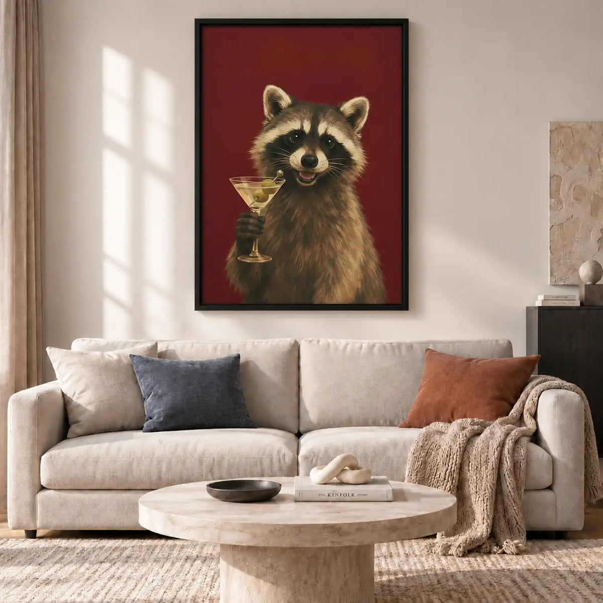 Raccoon Holding Wine Glass Portrait Wall Art 2