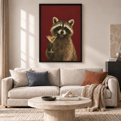 Raccoon Holding Wine Glass Portrait Wall Art 2