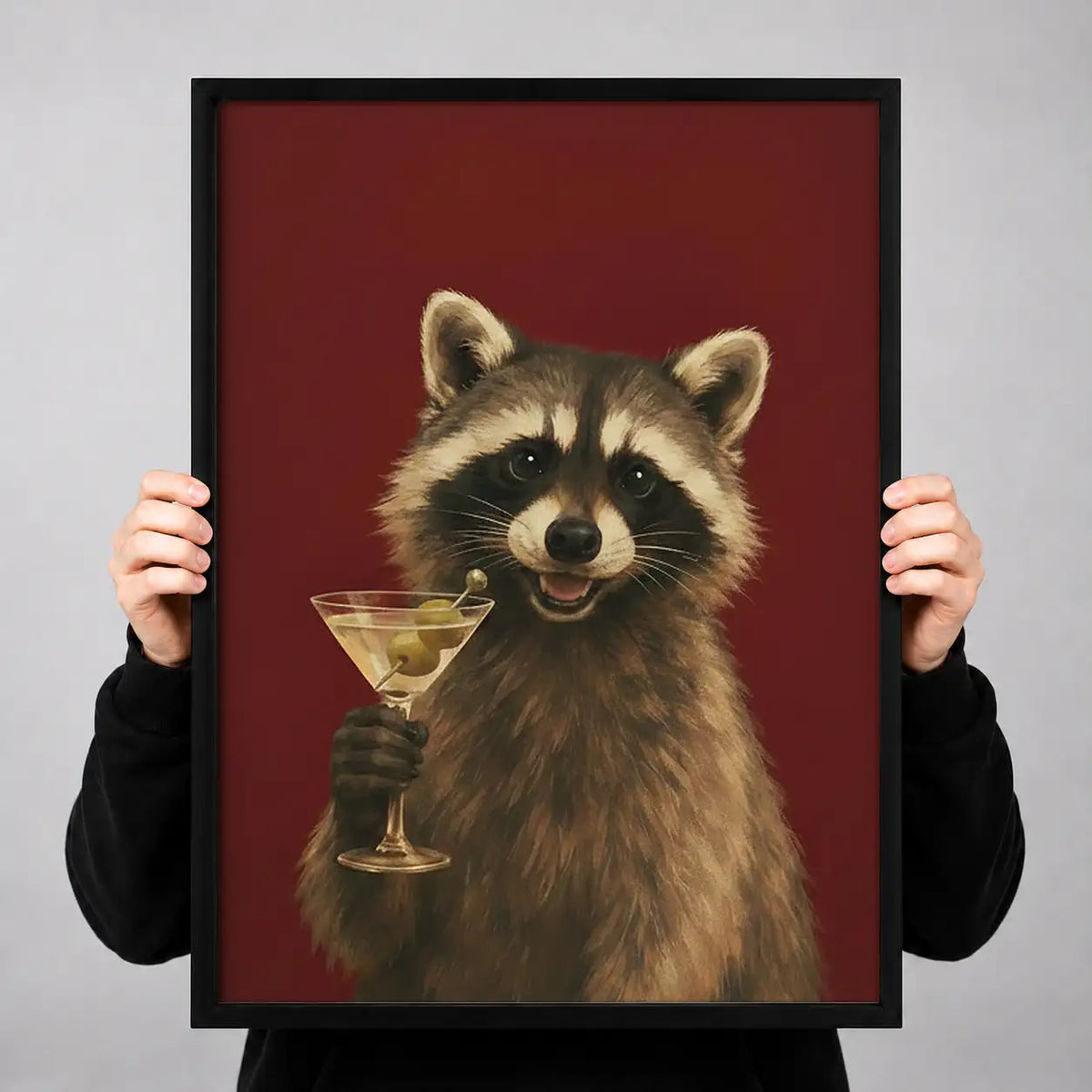 Raccoon Holding Wine Glass Portrait Wall Art 3