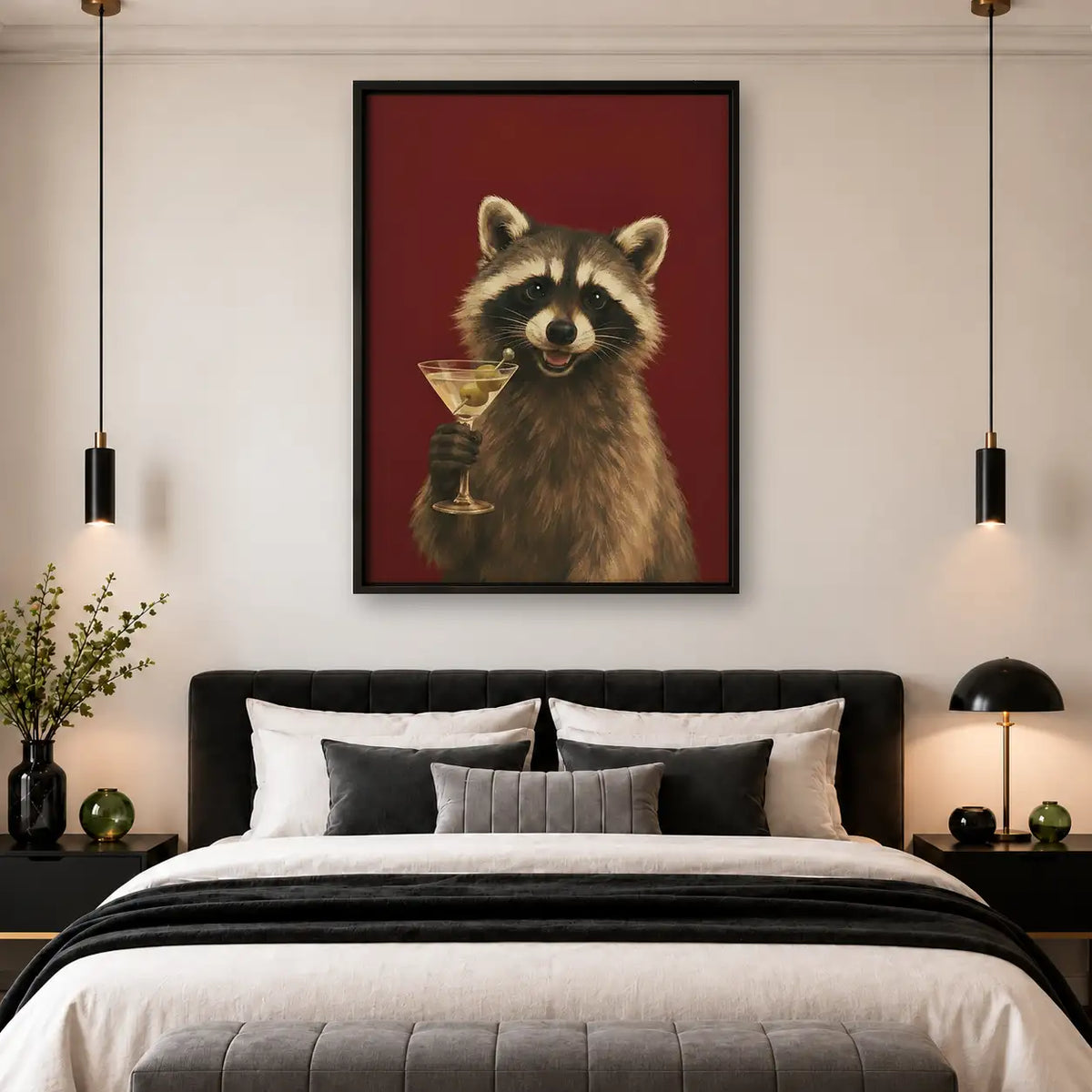 Raccoon Holding Wine Glass Portrait Wall Art 4