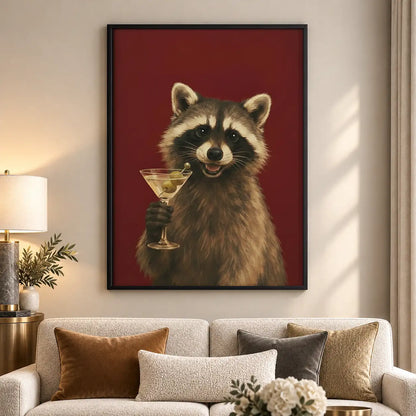 Raccoon Holding Wine Glass Portrait Wall Art 5