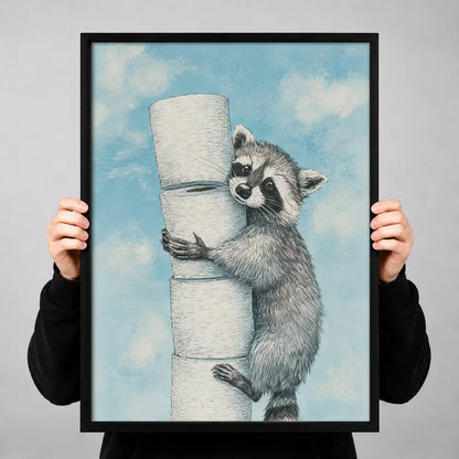 Raccoon Hugging Toilet Paper Wall Art 3