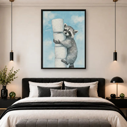Raccoon Hugging Toilet Paper Wall Art 4
