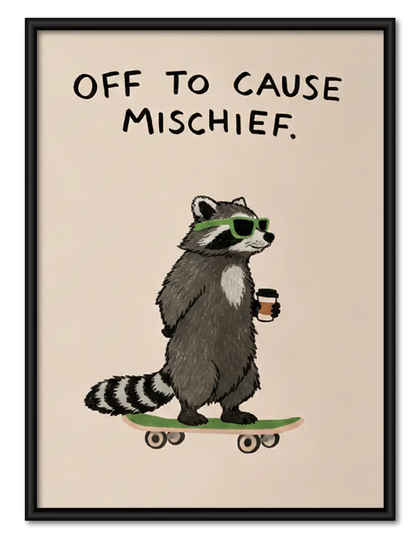 Raccoon Off to Cause Mischief Wall Art