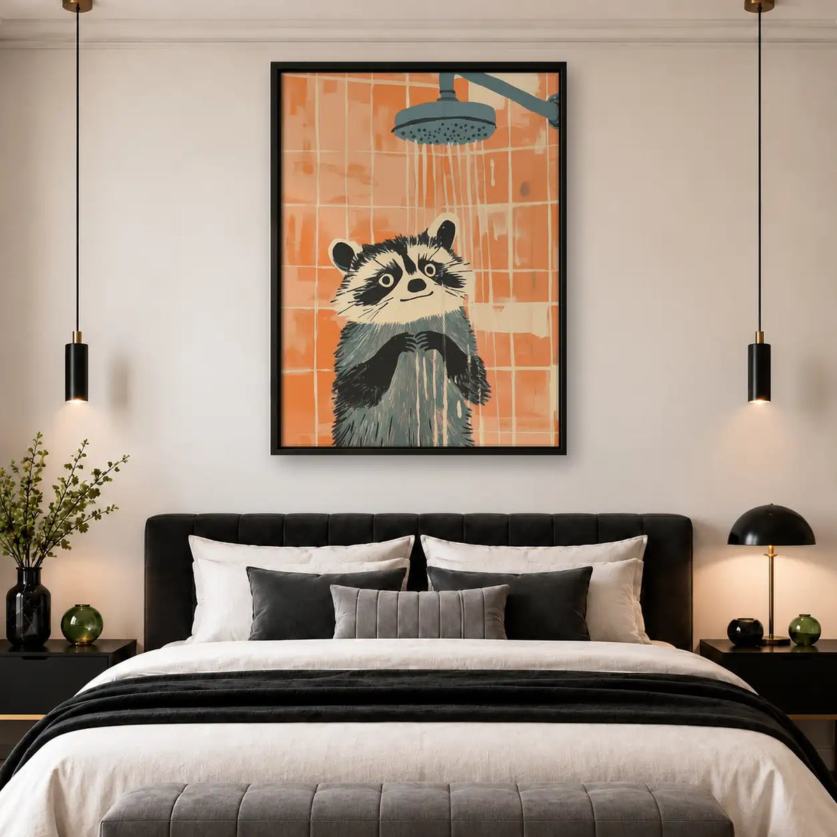 Raccoon Taking Orange Shower Wall Art 4