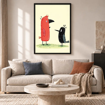 Red Bird Meets Black Bird Wall Art 2