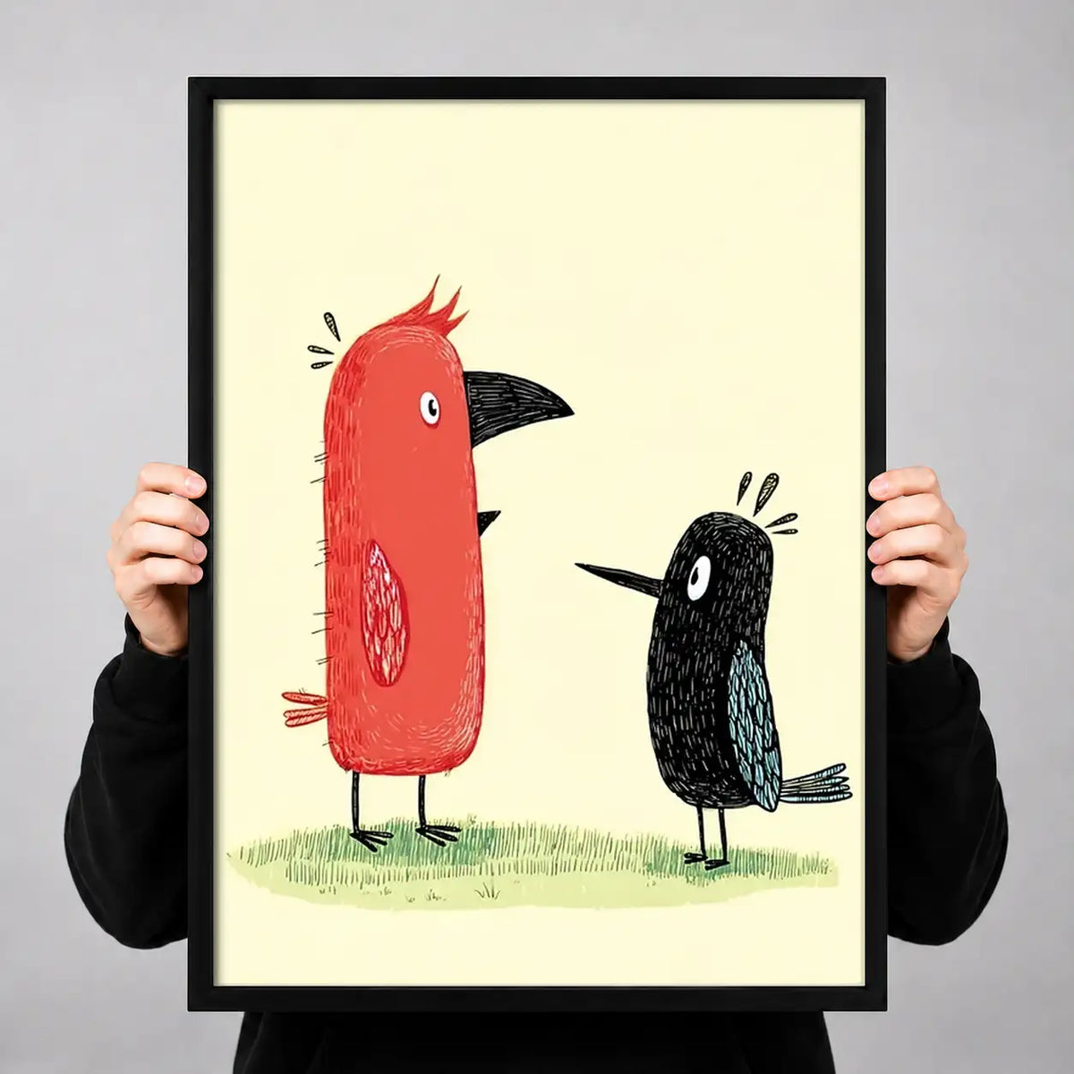 Red Bird Meets Black Bird Wall Art 3