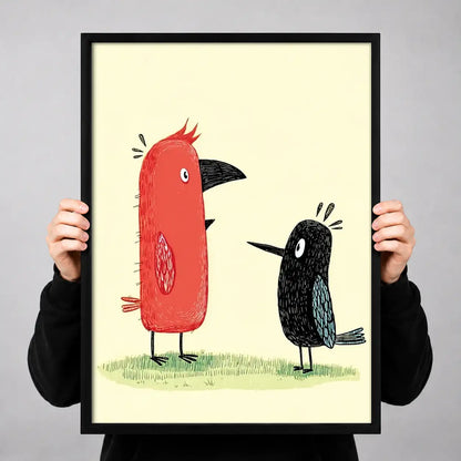 Red Bird Meets Black Bird Wall Art 3