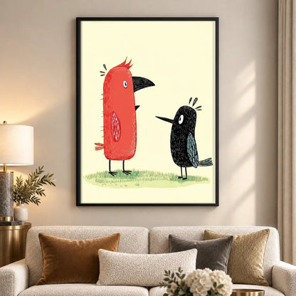 Red Bird Meets Black Bird Wall Art 5