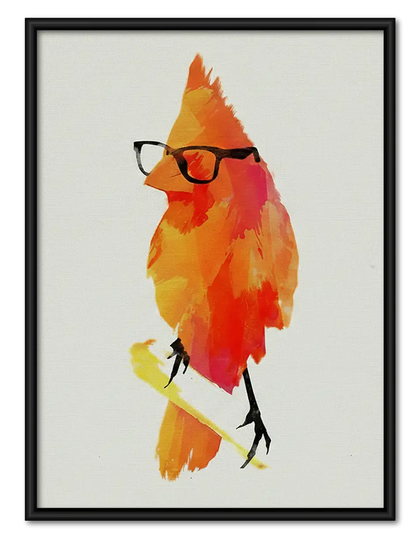 Red Bird Wearing Glasses Wall Art