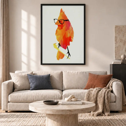 Red Bird Wearing Glasses Wall Art 2
