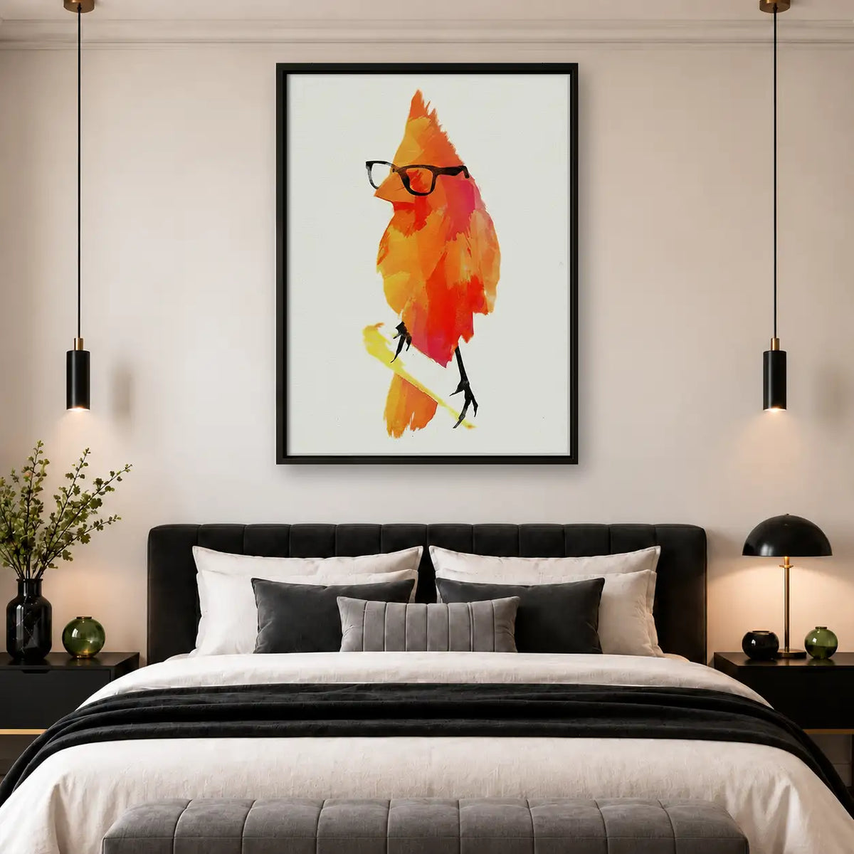 Red Bird Wearing Glasses Wall Art 4