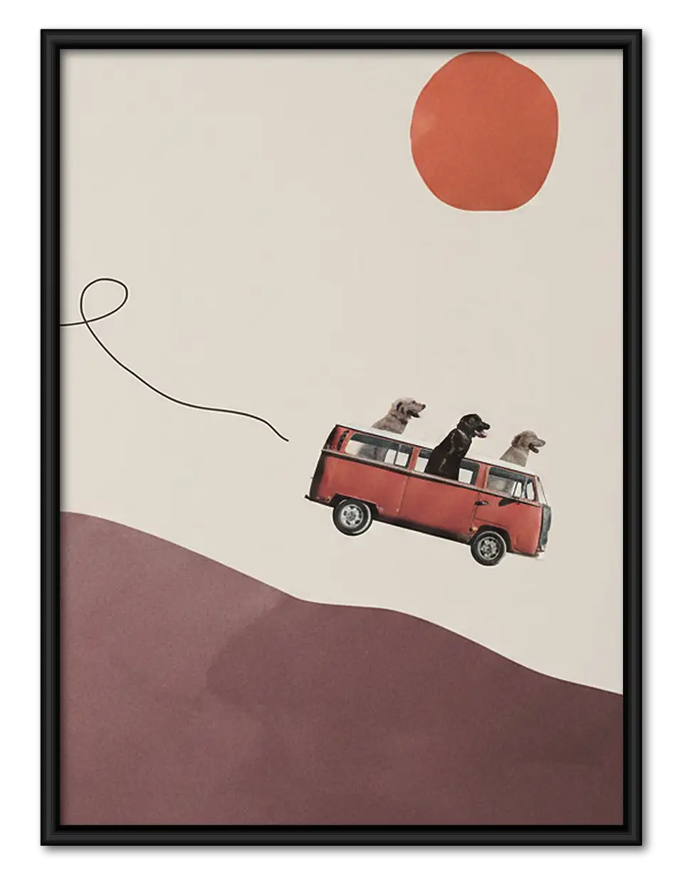 Red Camper Chasing Balloon Wall Art 1