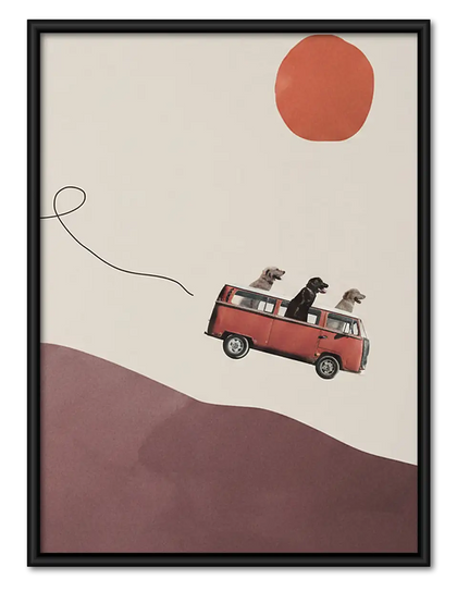 Red Camper Chasing Balloon Wall Art