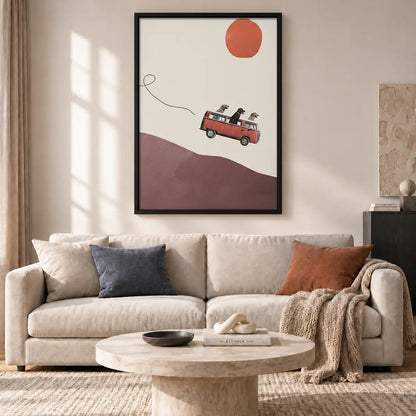 Red Camper Chasing Balloon Wall Art 2