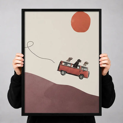 Red Camper Chasing Balloon Wall Art 3