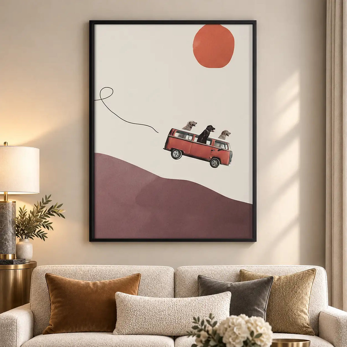 Red Camper Chasing Balloon Wall Art 5