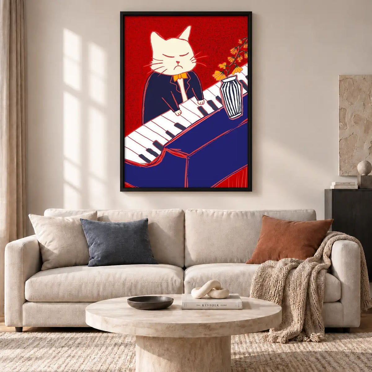 Red Cat Playing Accordion and Piano Wall Art 2