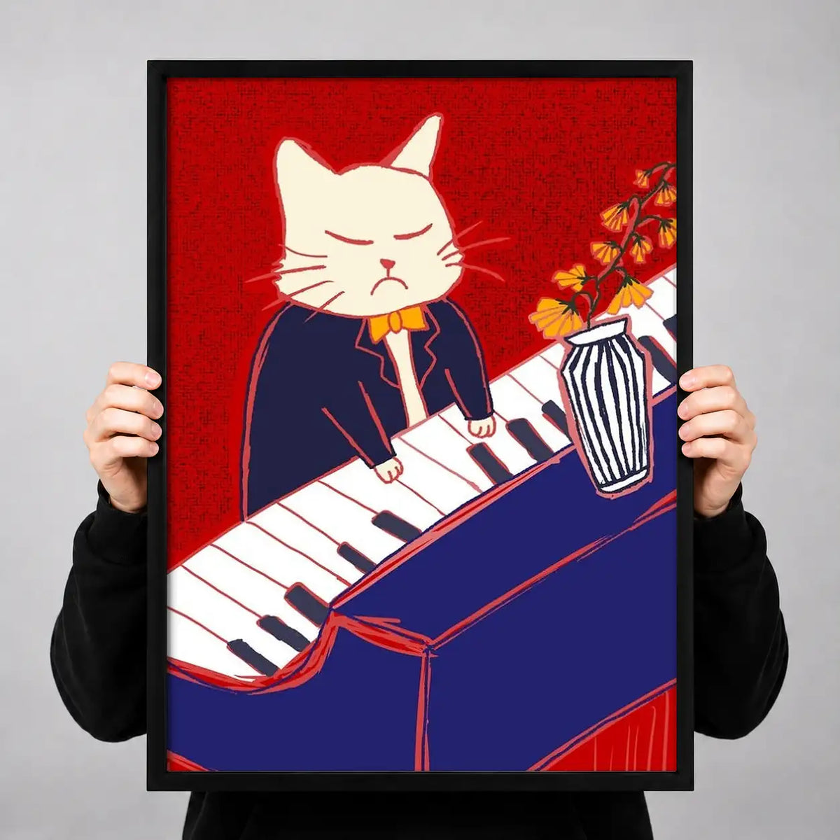 Red Cat Playing Accordion and Piano Wall Art 3