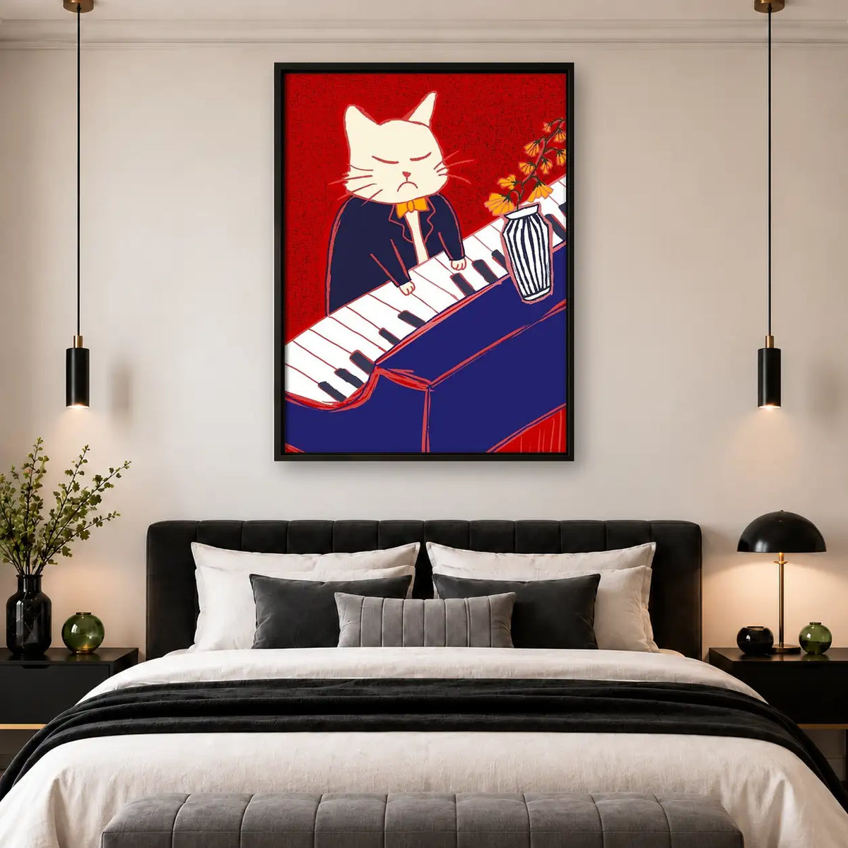 Red Cat Playing Accordion and Piano Wall Art 4