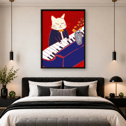 Red Cat Playing Accordion and Piano Wall Art 4