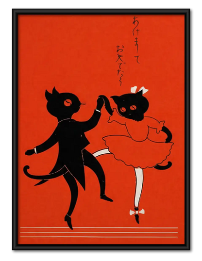 Red Dog and Black Cat Dancing Wall Art 1