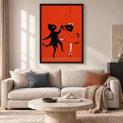 Red Dog and Black Cat Dancing Wall Art 2
