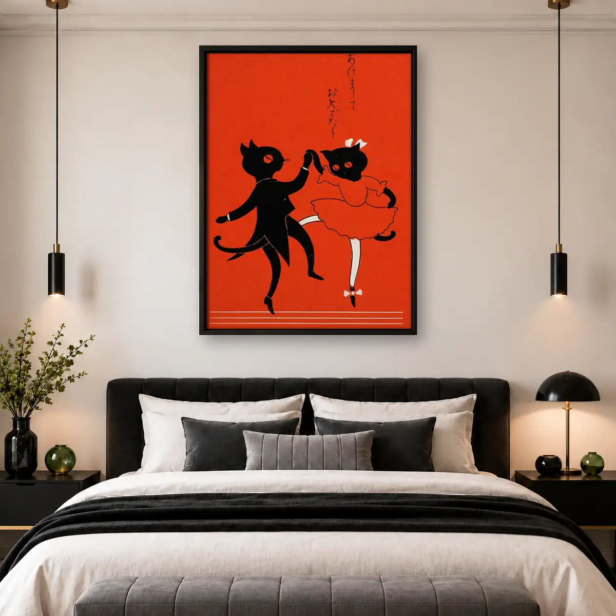 Red Dog and Black Cat Dancing Wall Art 4