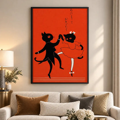 Red Dog and Black Cat Dancing Wall Art 5