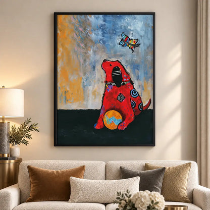 Red Dog Watching Butterfly Wall Art 5