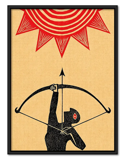 Red Sun Archer Folk Art Wall Art 1