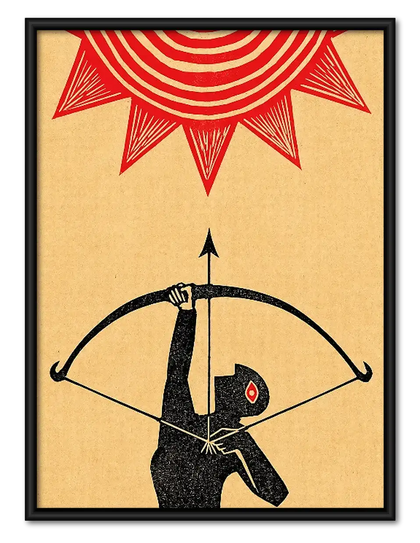Red Sun Archer Folk Art Wall Art