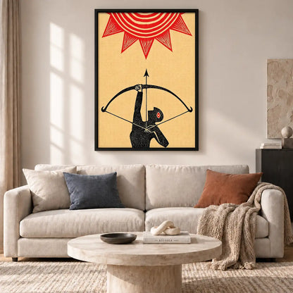 Red Sun Archer Folk Art Wall Art 2