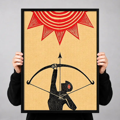 Red Sun Archer Folk Art Wall Art 3