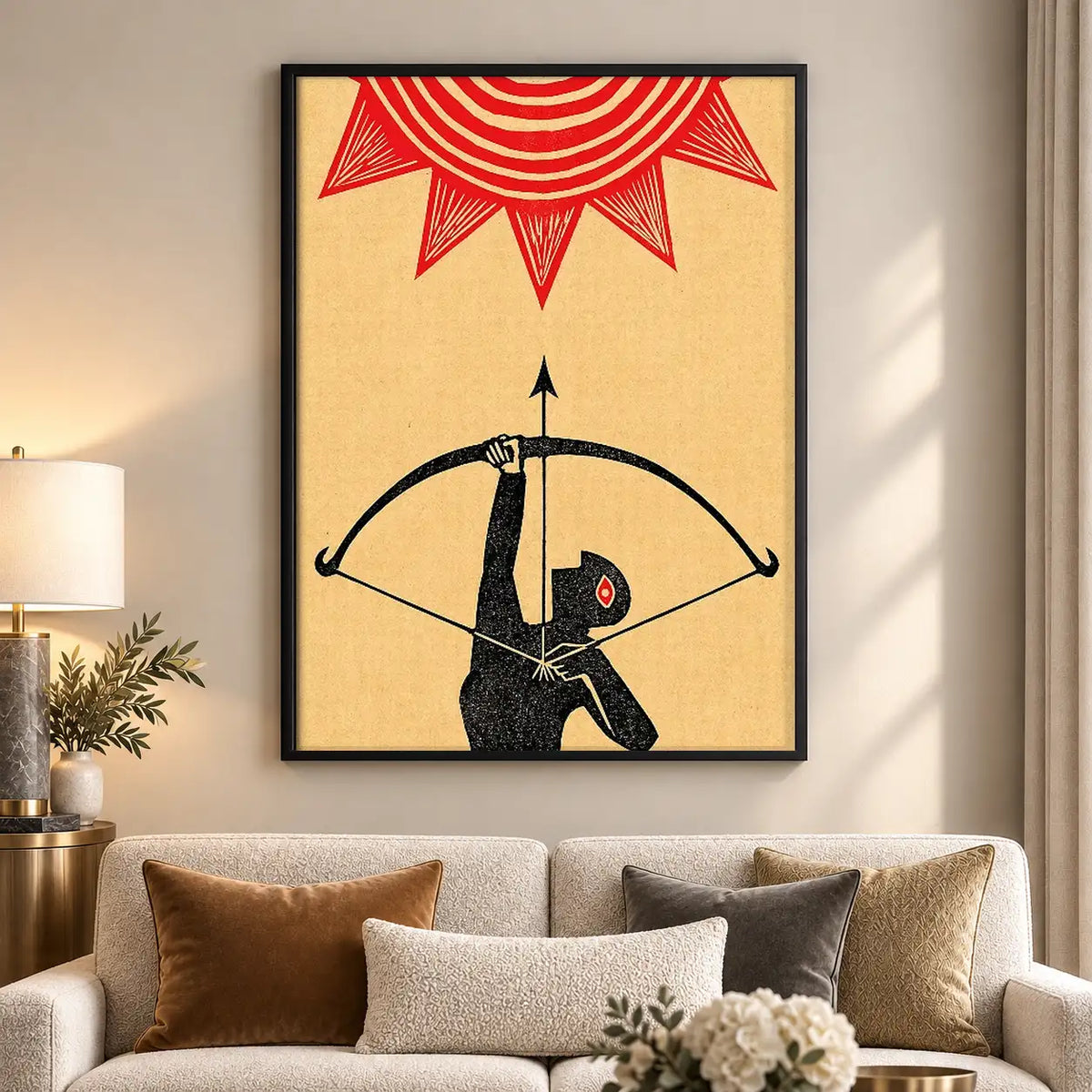 Red Sun Archer Folk Art Wall Art 5