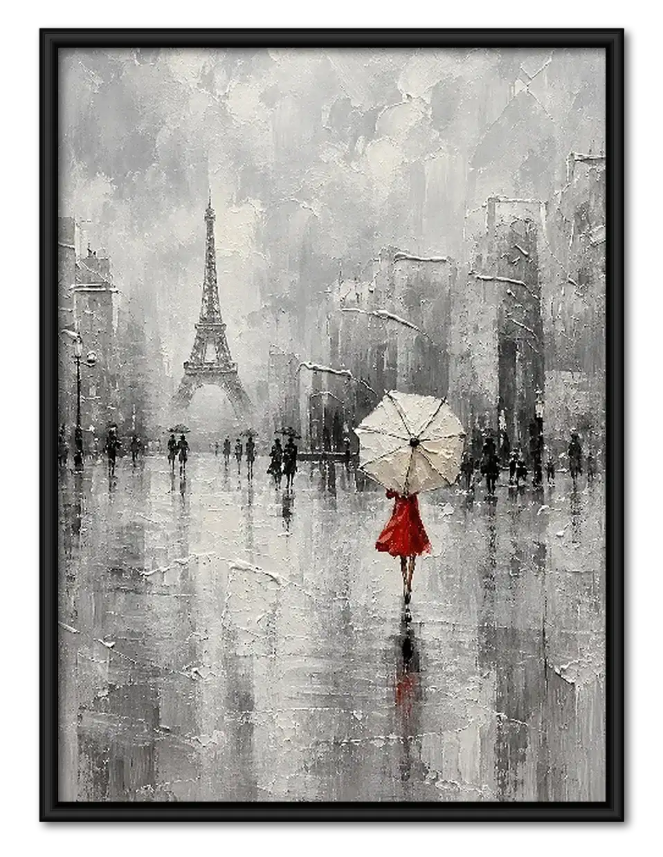 Red Umbrella in Misty Gray Street Wall Art 1