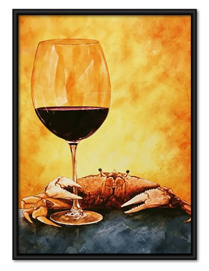 Red Wine and Crab Still Life Wall Art