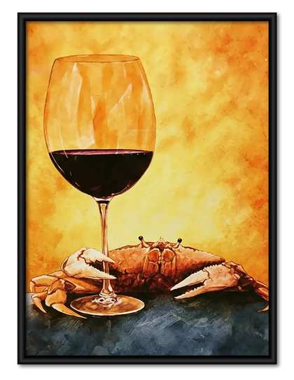 Red Wine and Crab Still Life Wall Art