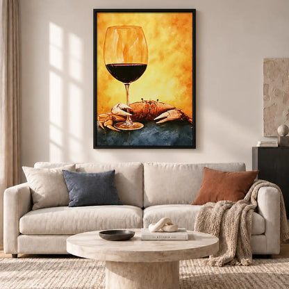 Red Wine and Crab Still Life Wall Art 2