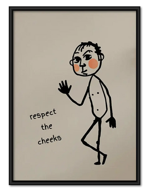 Respect the Cheeks Funny Line Art Wall Art