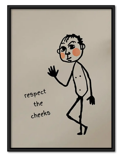 Respect the Cheeks Funny Line Art Wall Art