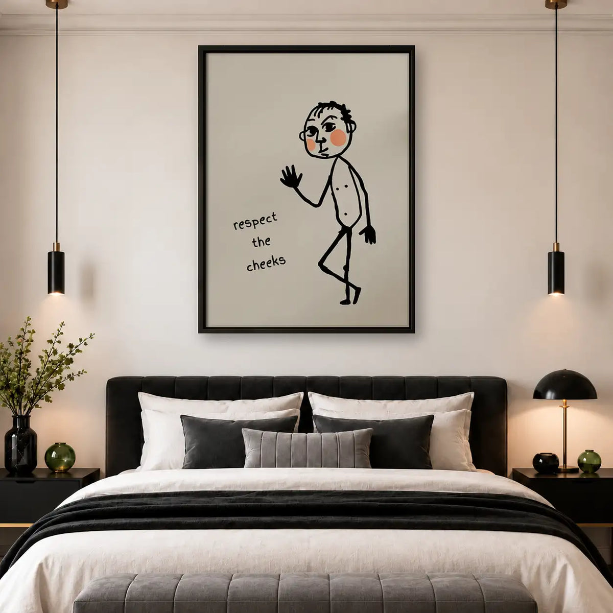 Respect the Cheeks Funny Line Art Wall Art 4