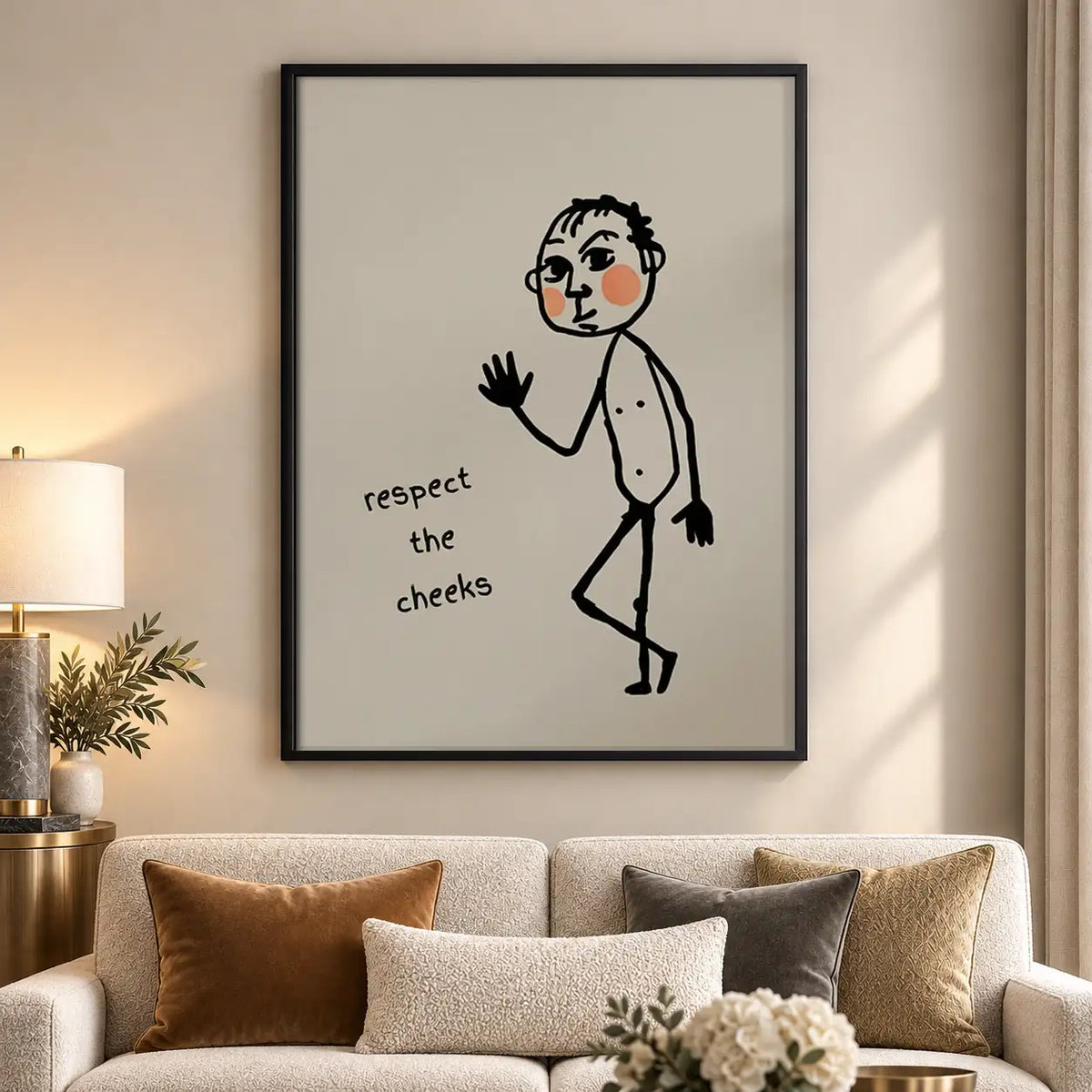 Respect the Cheeks Funny Line Art Wall Art 5