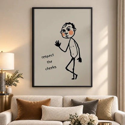 Respect the Cheeks Funny Line Art Wall Art 5