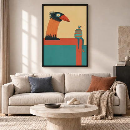 Retro Birds in Geometric Landscape Wall Art 2