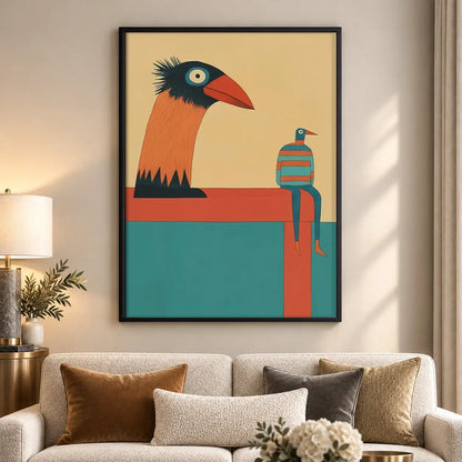 Retro Birds in Geometric Landscape Wall Art 5