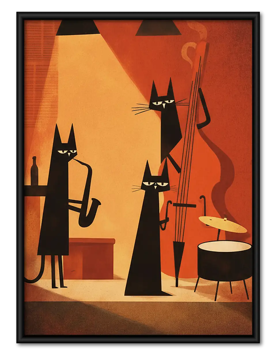 Retro Black Cat Cocktail Party Wall Art 1