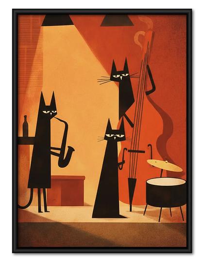 Retro Black Cat Cocktail Party Wall Art
