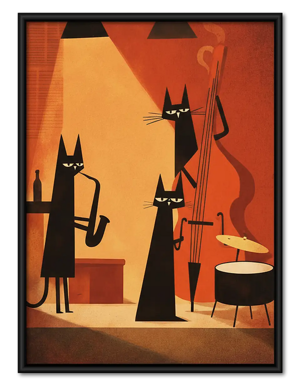 Retro Black Cat Cocktail Party Wall Art