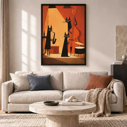 Retro Black Cat Cocktail Party Wall Art 2